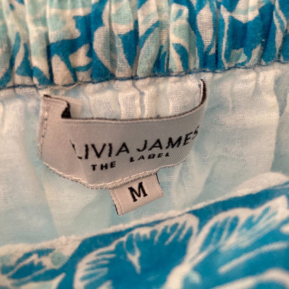 Olivia James Lindsay Skirt & Crop Top Matching Set, Floral Aqua Blue Size Medium - Picture 3 of 7